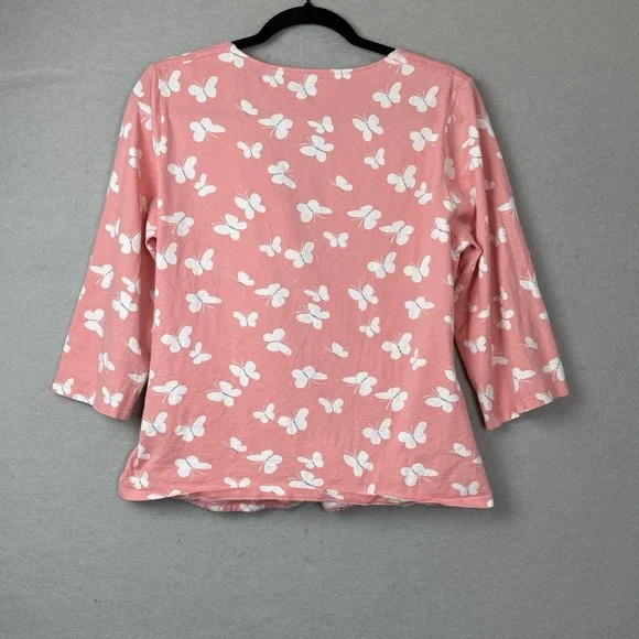 Garnet Hill L Pajamas Sleep Asian Inspired Long Sleeve Sleep Top Only Butterfly - Picture 6 of 6